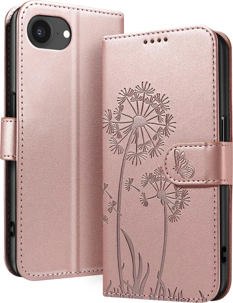 Custodia iPhone 16e Oro Rosa Zanaé Design Artistico Fiori Farfalle