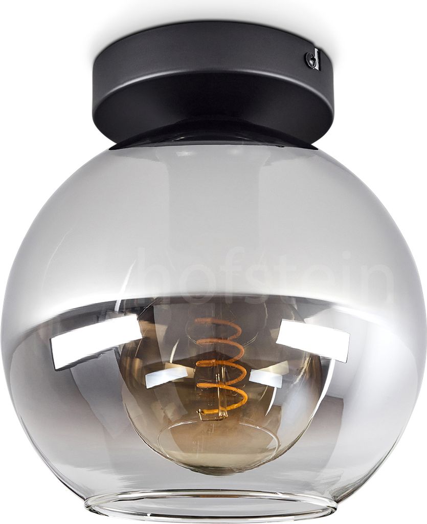 Cesaro »Cesaro« Deckenlampe aus Metall/Glas in Schwarz/Rauchfarben/Klar