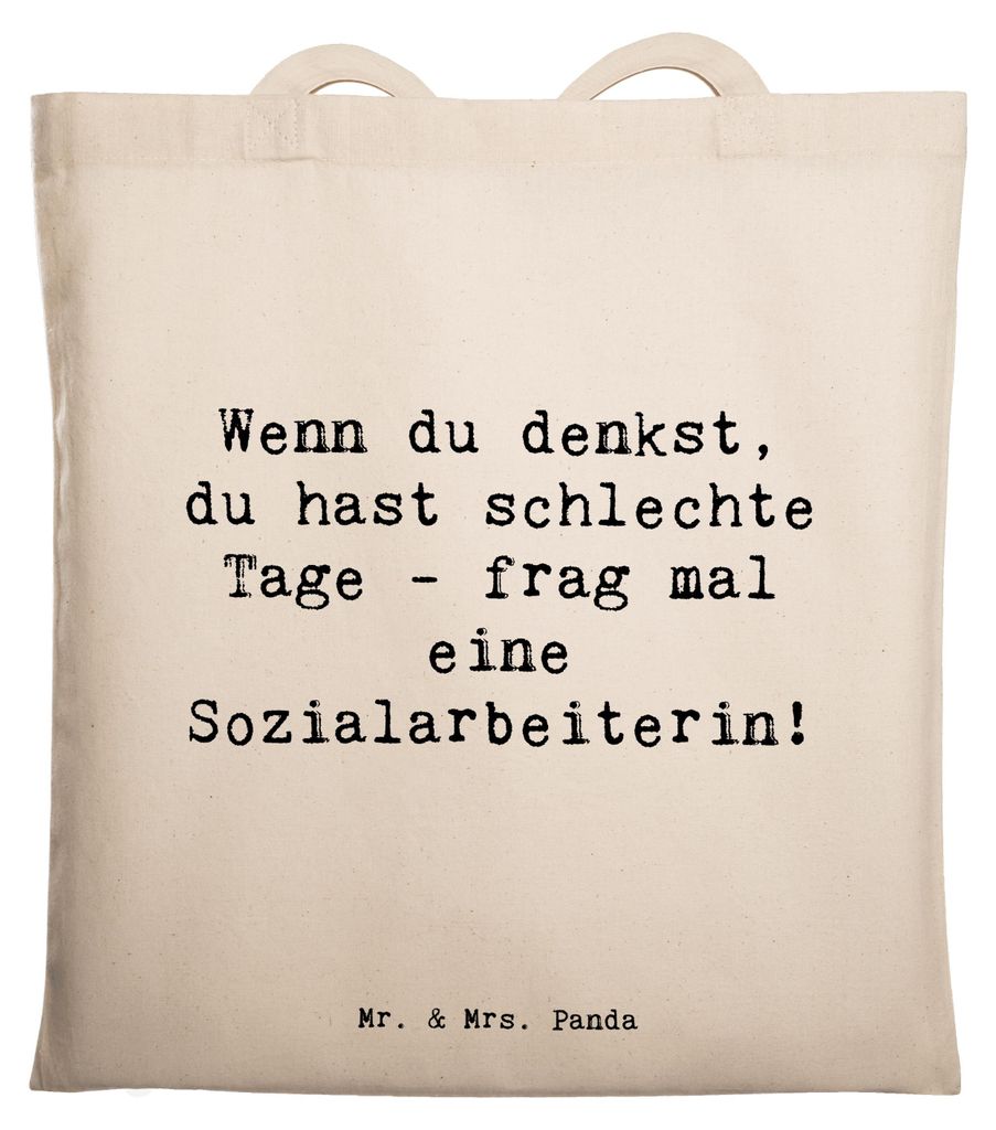 Mr. & Mrs. Panda Tote Bag Spruch Sozialarbeiterin Stärketage - Transparent - Geschenk, Handarbeit, Shopping Tasche, Tragetasche, Unterstützung, U...