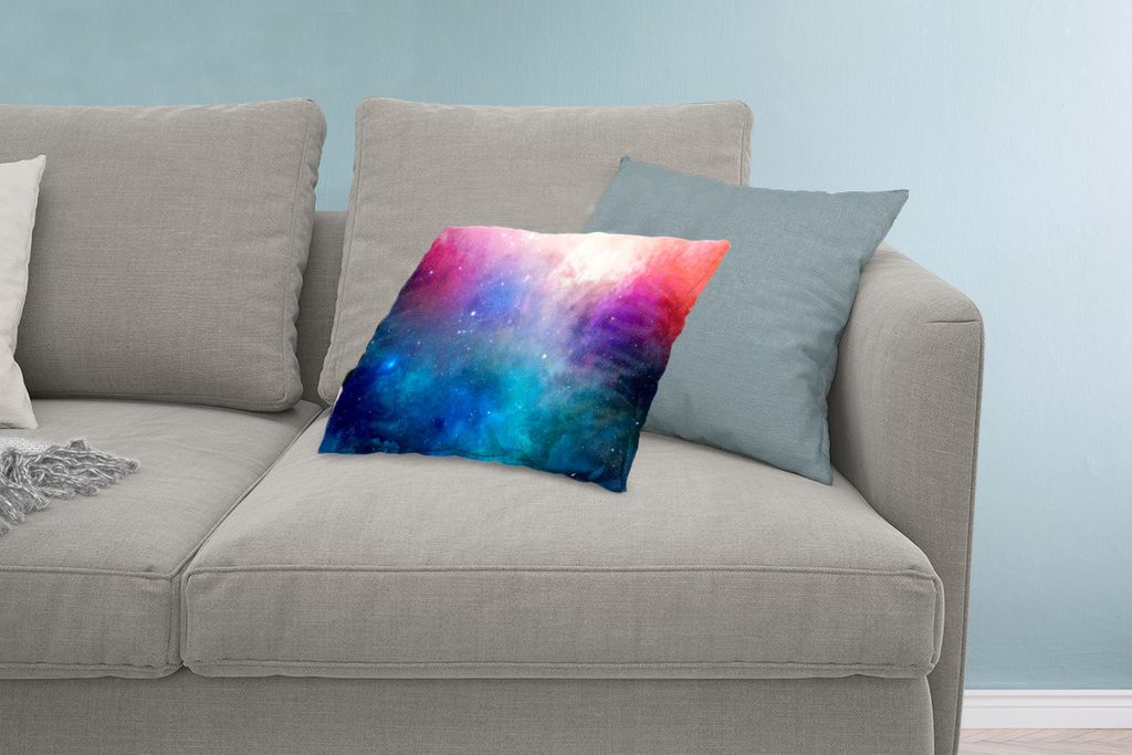 MuchoWow Zierkissen Sofakissen Wohnzimmer Dekokissen 60x40 cm Aquarell - Sternenhimmel - Blau - Rosa - Kopfkissen - Polster mit Foto