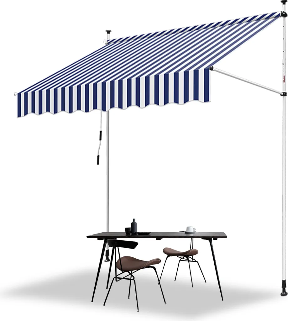 Tenda a pinza Aopunly Tenda da sole balcone resistente ai raggi UV impermeabile Blu Bianco 200cm