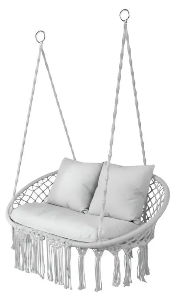 Balançoire double Gardlov nid de cigogne grise pour jardin et extérieur