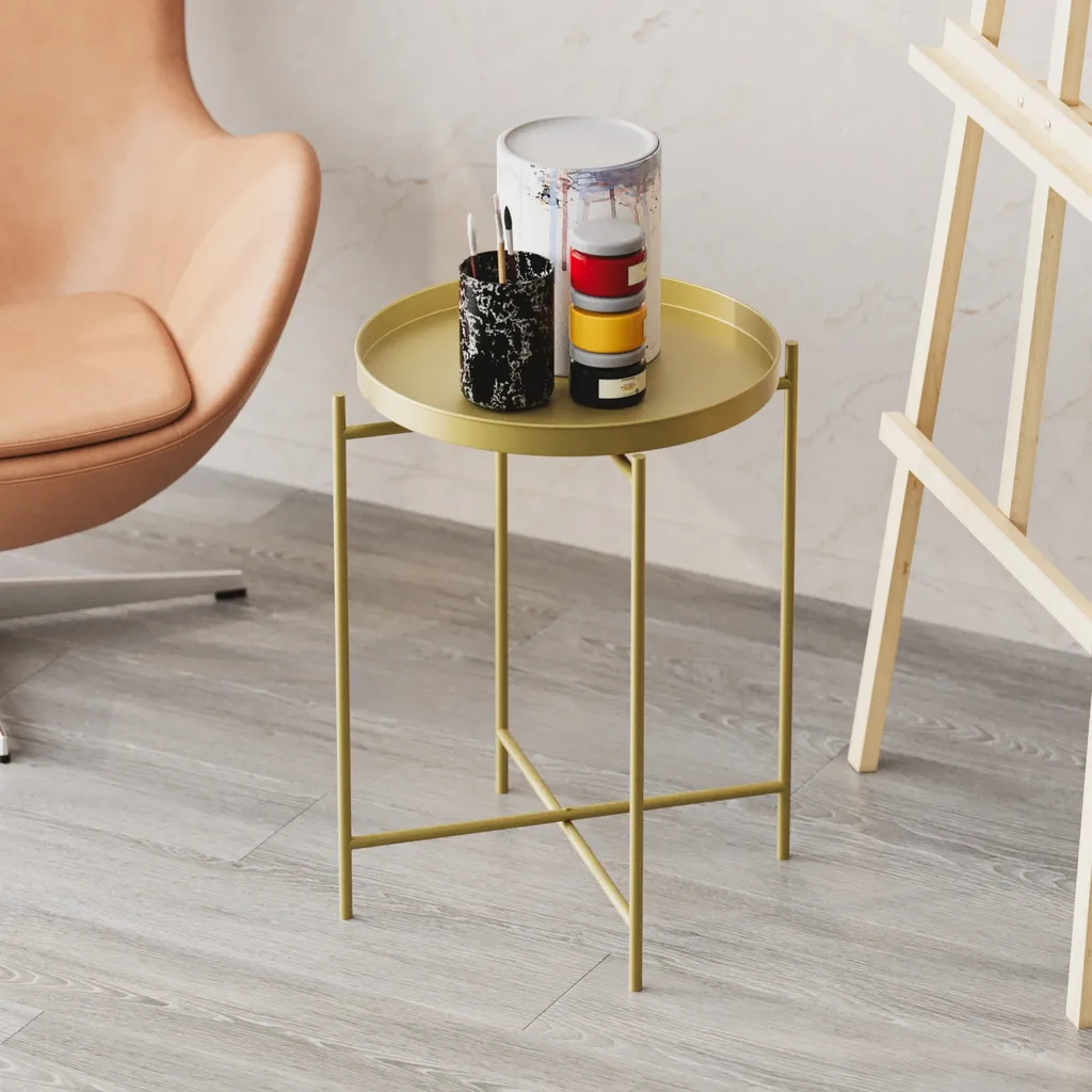 Skye Decor Shb-007-A Table Basse en Métal Doré Chic - 46 x 46 x 56 cm