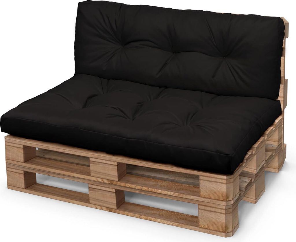 Sada polštářů na palety 120x80 cm černá - voděodolný Obrázek produktu 