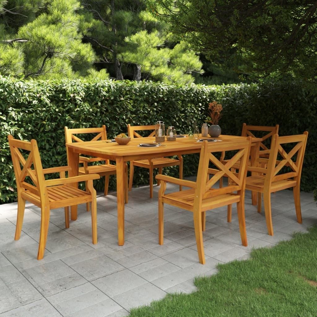 Eleganten-Stil 7-tlg. Garten-Essgruppe Massivholz Akazie DE4795646