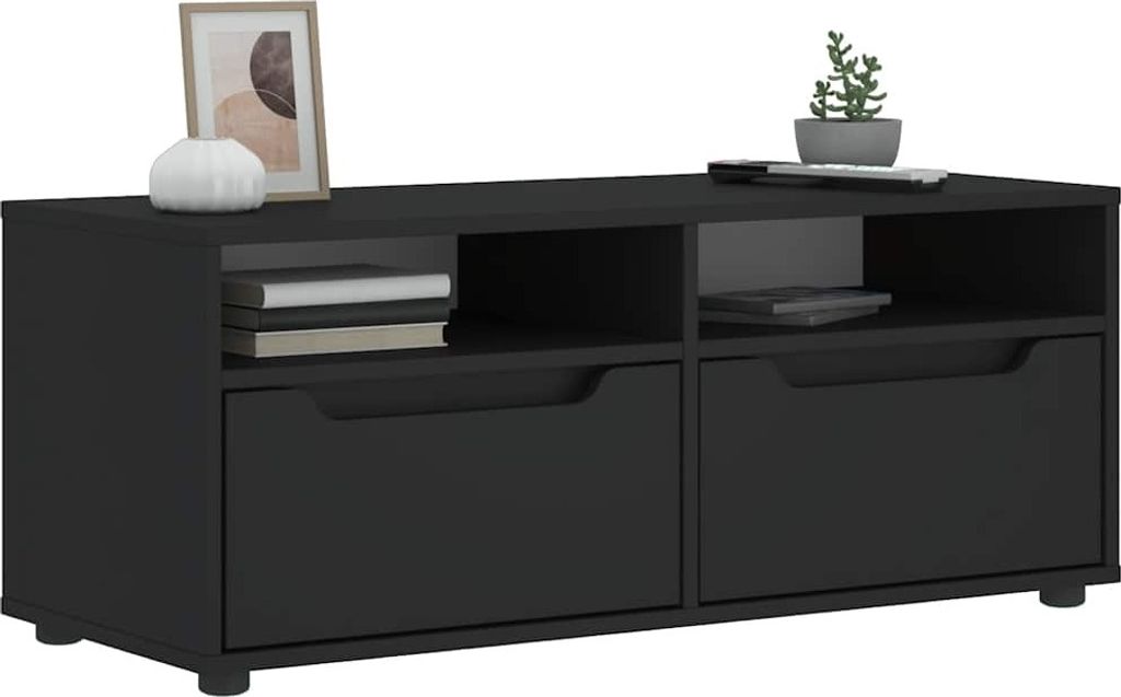 "2026 Promotion" TV-Schrank - TV-Lowboard - VISNES Schwarz 100x40x38 cm Holzwerkstoff - TV-Regal CC25844
