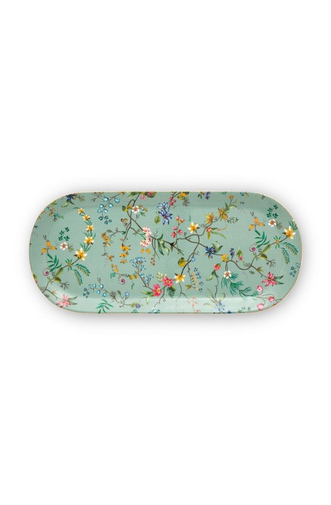 PIP STUDIO Jolie Flowers Blue Kuchenplatte rechteckig