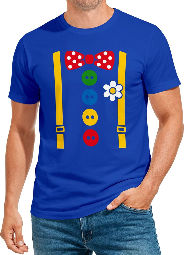 Herren T-Shirt Clownkostüm Aufdruck Fasching Karneval Ersatz Verkleidung Last Minute Faschingskostüme Männer Funshirt Moonworks