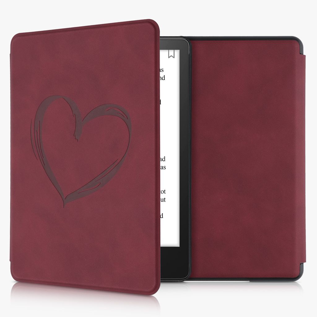 kwmobile Klapphülle kompatibel mit Amazon Kindle Paperwhite 11. Generation 2021 Hülle - Flipcase für Kindle Paperwhite Hülle aus Kunstleder - Herz