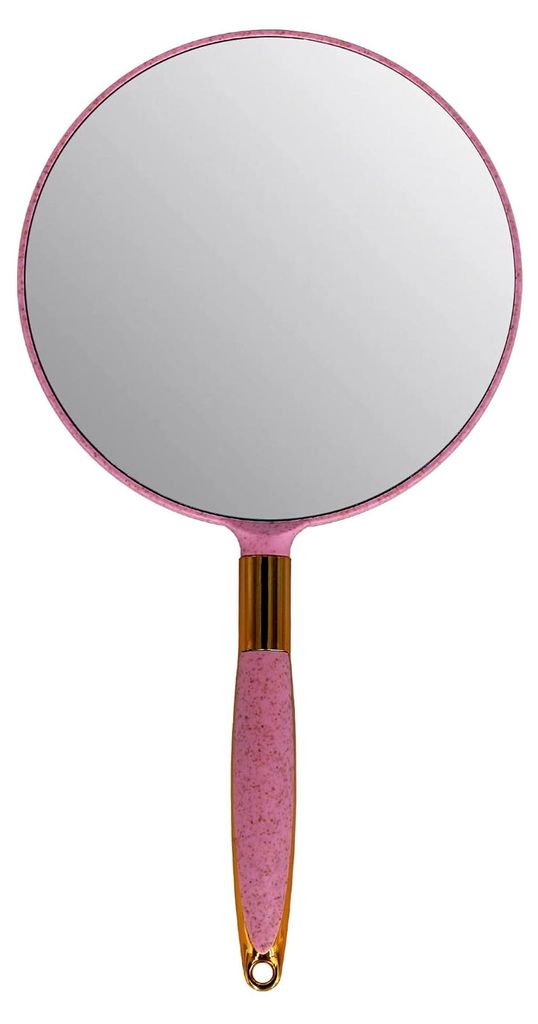 Handspiegel mit Griff, Friseur-Handspiegel für den Salon, Rosa, 17,5 x 33 cm