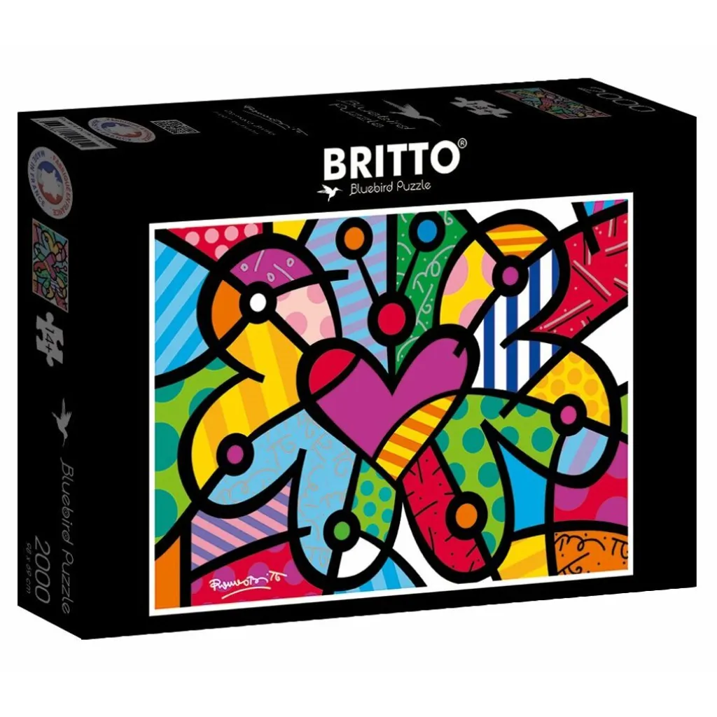 Grand Puzzle de 2000 pièces Papillon Cœur par l'artiste Romero Britto