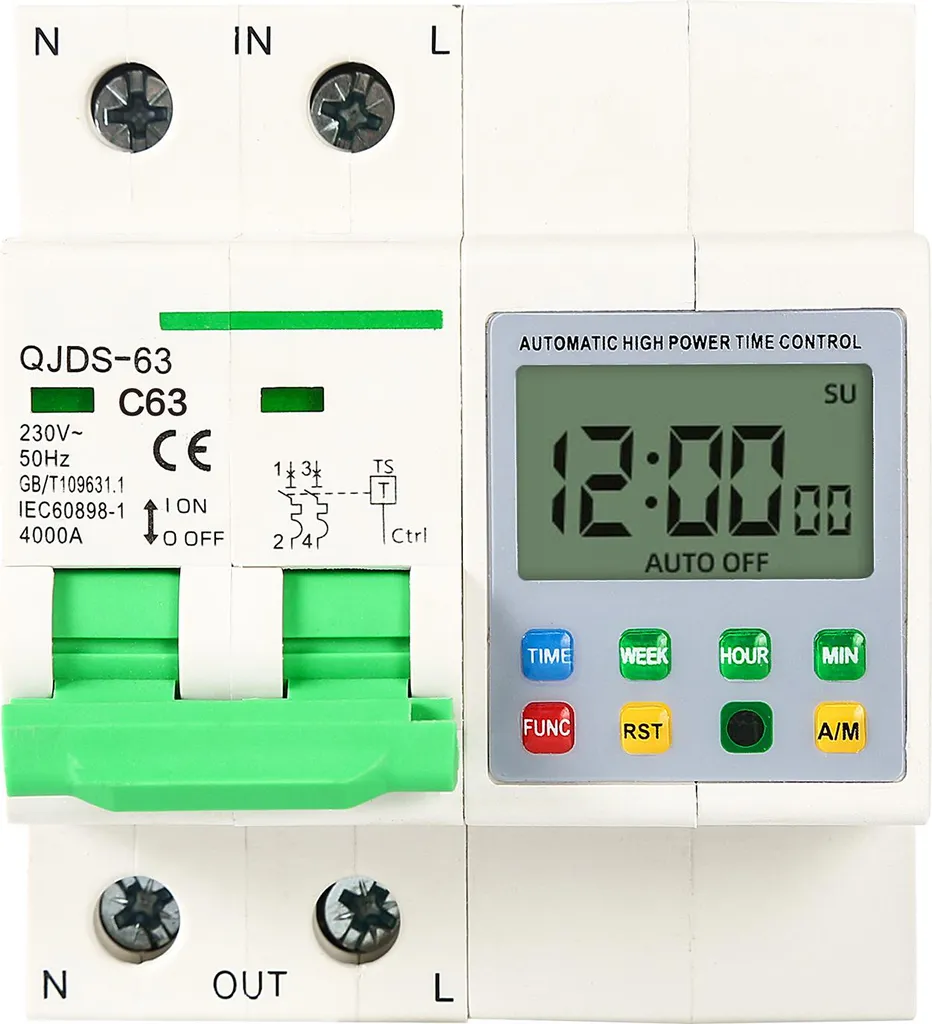 Programmateur 63A pour pompe à chaleur et chauffe-eau - Montage rail DIN - 15