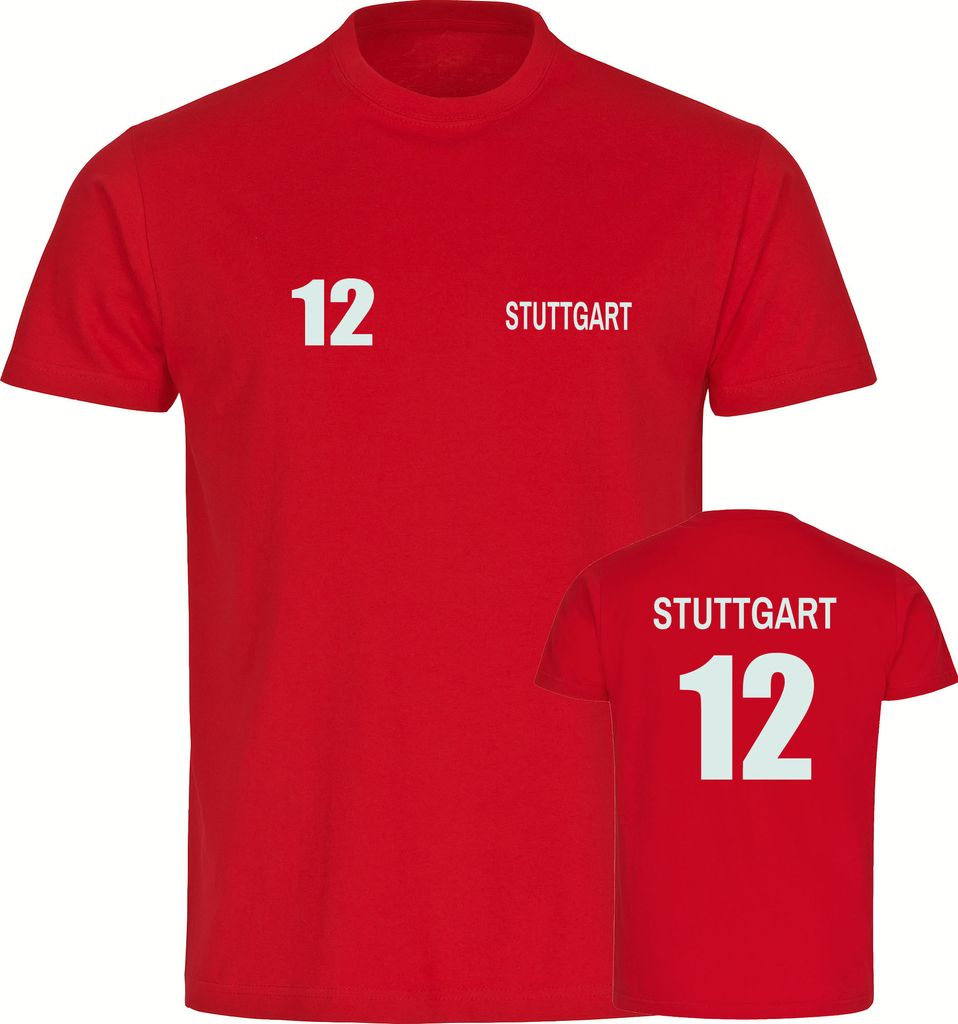 multifanshop Kinder T-Shirt - Stuttgart - Trikot Nummer 12, rot, Größe 140