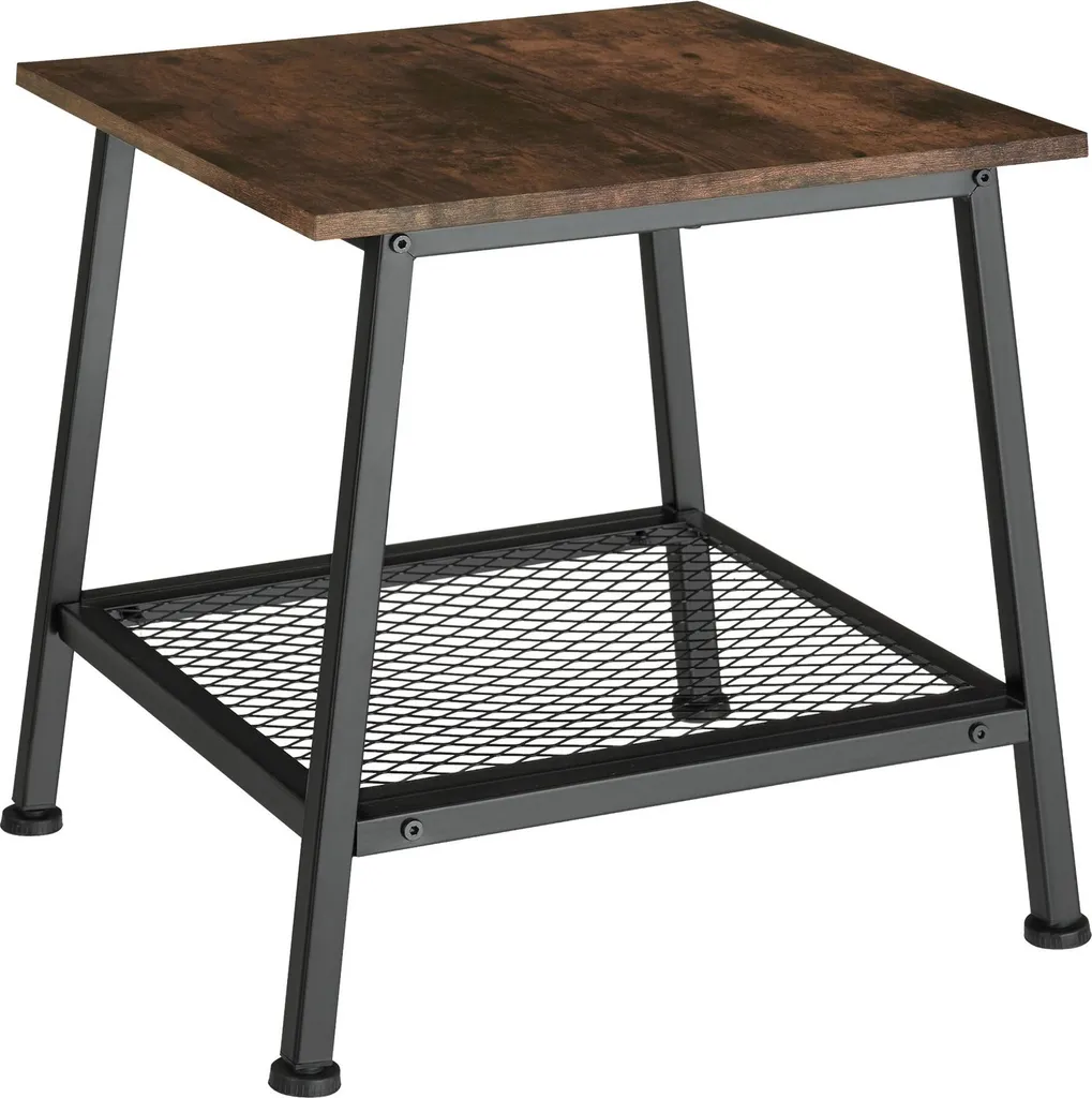Table d’appoint BEDFORD 45,5x45x47cm - Bois foncé industriel et métal