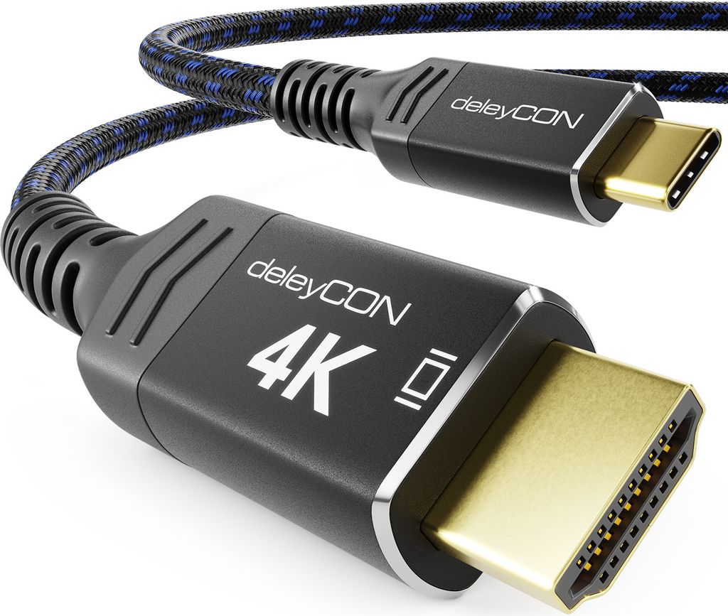 deleyCON 2m 4K USB-C auf HDMI Kabel - 4K@60Hz 2K@120Hz mit Produktbild 
