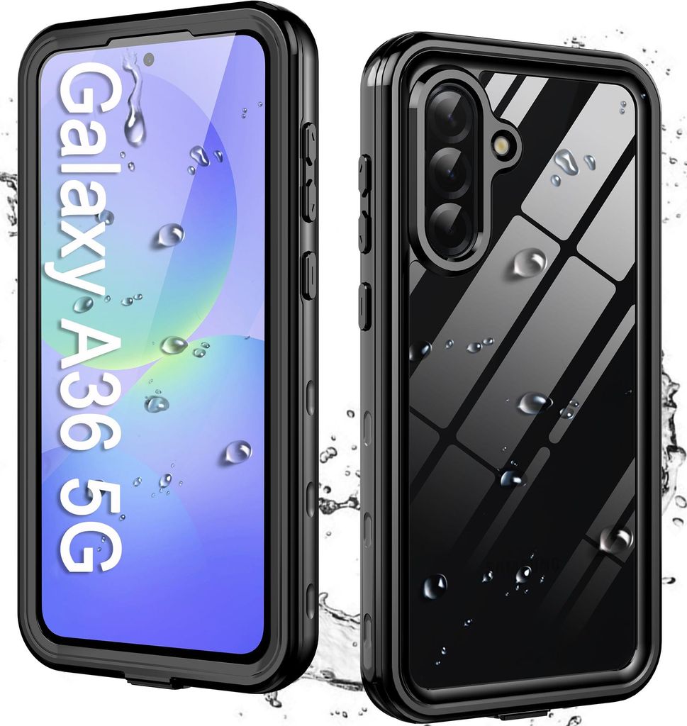 Wasserdicht Hülle für Samsung Galaxy A36 Staubdicht Schneefest IP68 Komplett Schutzhülle mit eingebautem Displayschutzfolie Schwarz