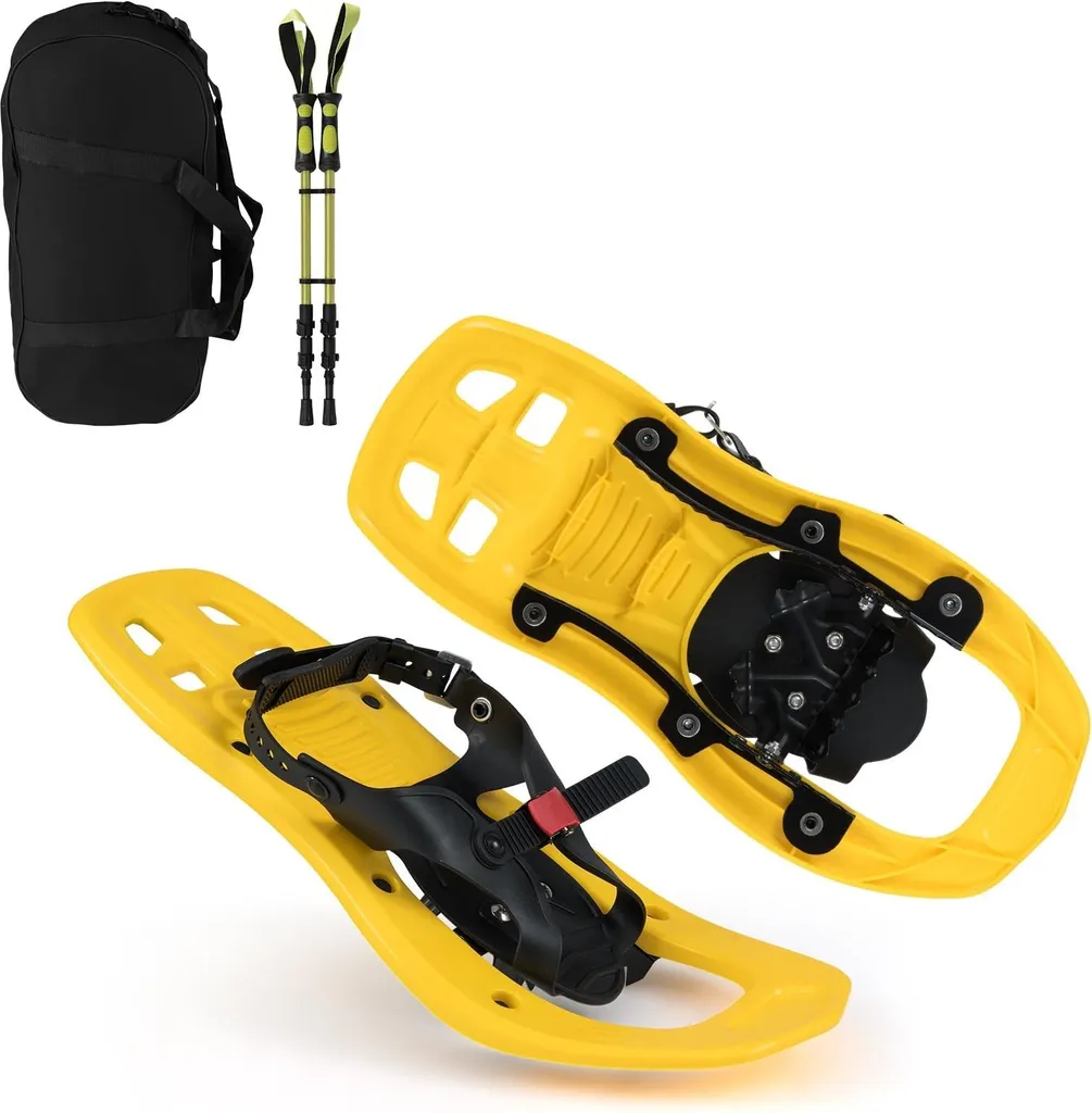 Pack de Randonnée Hivernale Enfant Raquettes à Neige Jaunes et Accessoires