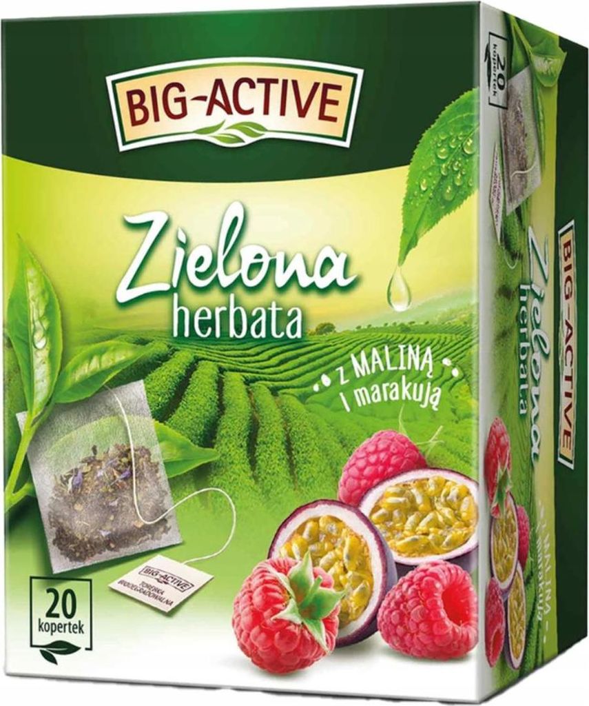 Big Active Green Tea 20 Sachets Framboise Fruit de la Image du produit 