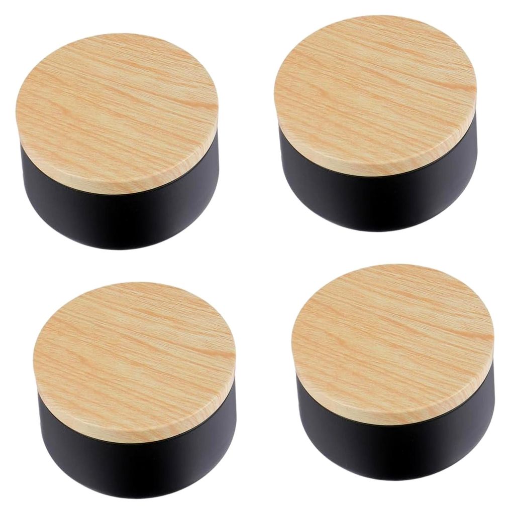 Versiegelte Weißblech-Kerzendosen 4 Stück mit Holzdeckel – Aufbewahrungsbehälter für Teeblätter und Snacks, hitzebeständig für Kerzenherst...