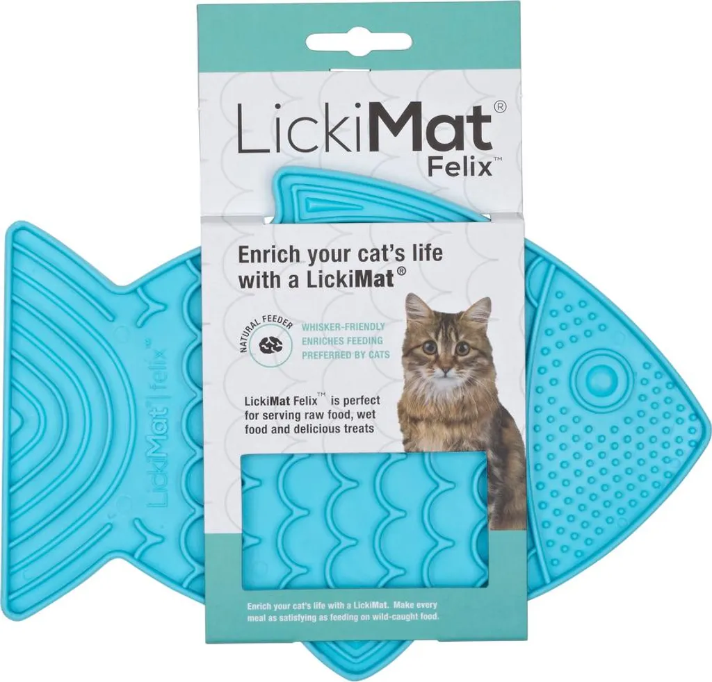 LickiMat Felix - Tappetino da leccare in gomma naturale per gatti - turchese