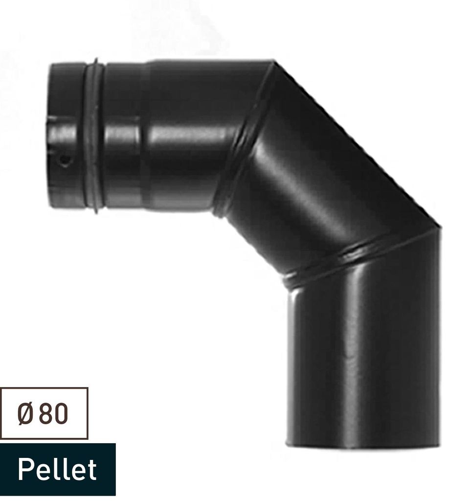 Raik Pelletrohr / Ofenrohr 80mm - 90° Bogen schwarz