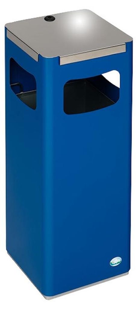 Robuster & modularer Wertstoffsammler mit Edelstahldeckel | 22 Liter, HxBxT 68x25x25cm | Verzinkter Stahl | Blau
