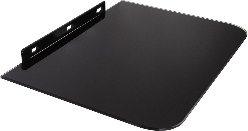 Hi FI Étagère murale pour DVD en verre noir Support mural Image du produit 