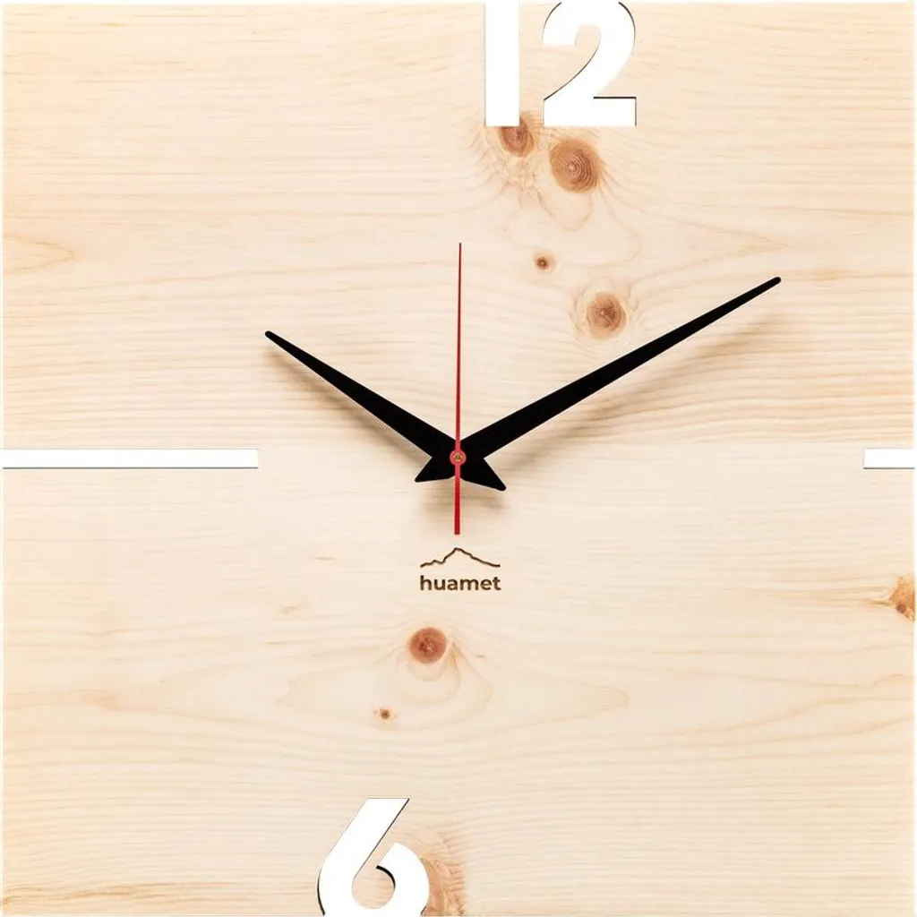 Horloge Huamet Puhr en pin cembro Zirbe - Finition anguleuse bois brut