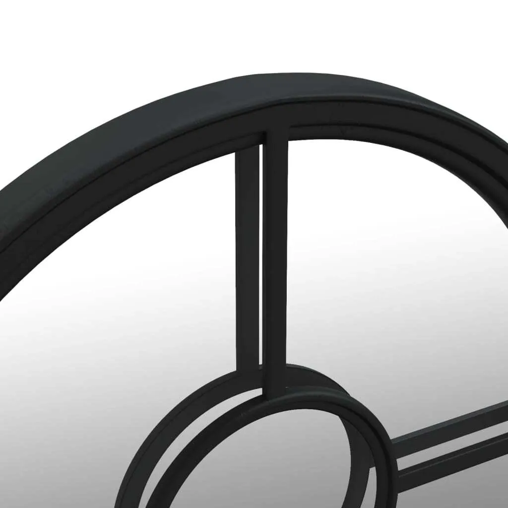 Specchio Rotondo Nero 60cm per Giardino e Patio | Design in Ferro - 4