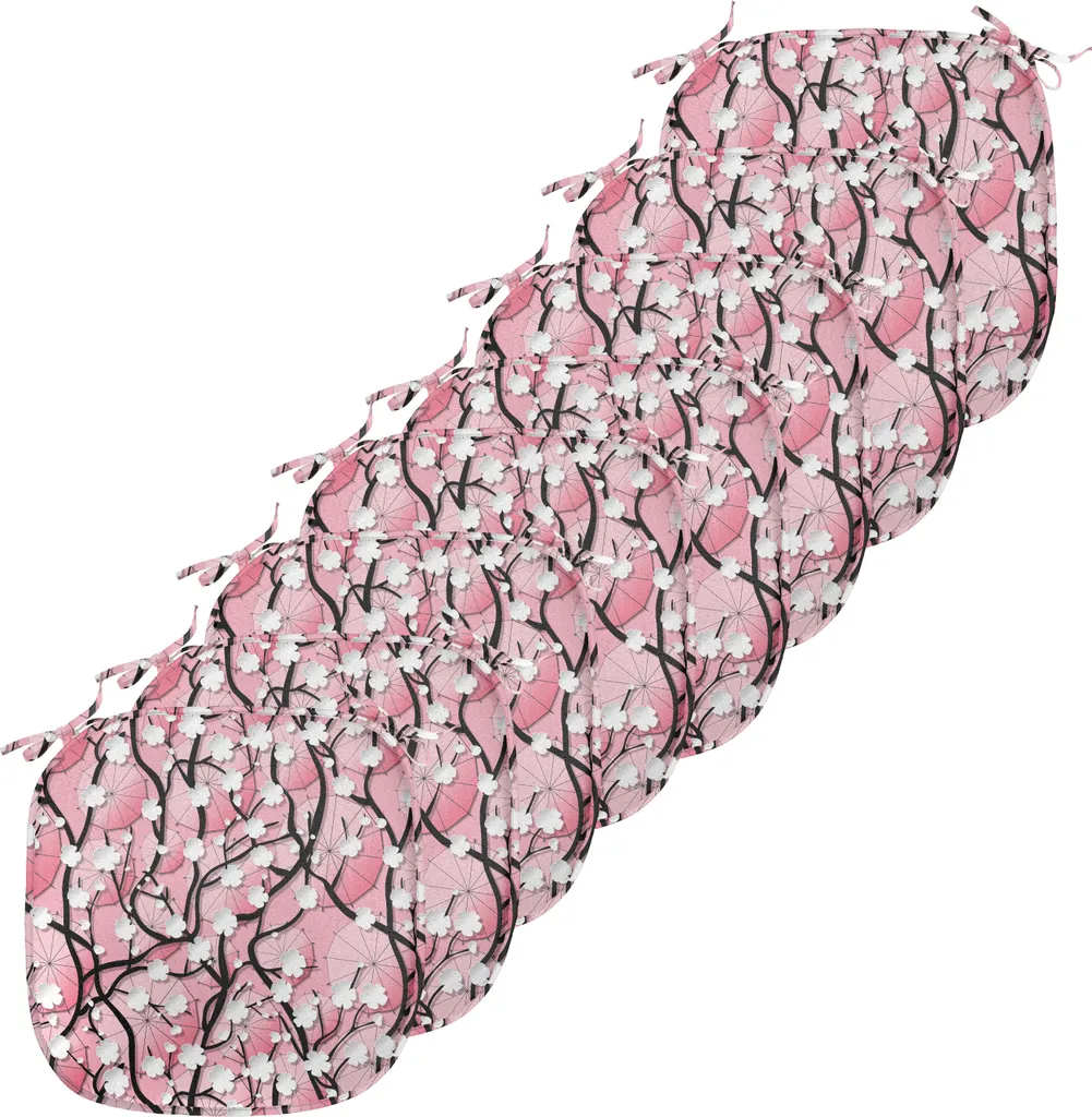 Galette de Chaise Déperlante Motif Sakura Japonais avec Sangles de Fixation