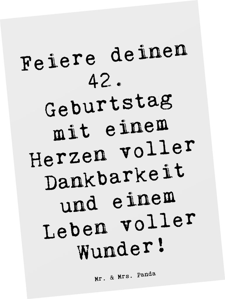 Mr. & Mrs. Panda Postkarte Spruch 42. Geburtstag Wunder - Weiß - Geschenk, Leben voller, Alles gut zum, Geburtstagsgeschenk, Ansichtskarten, Erfol...