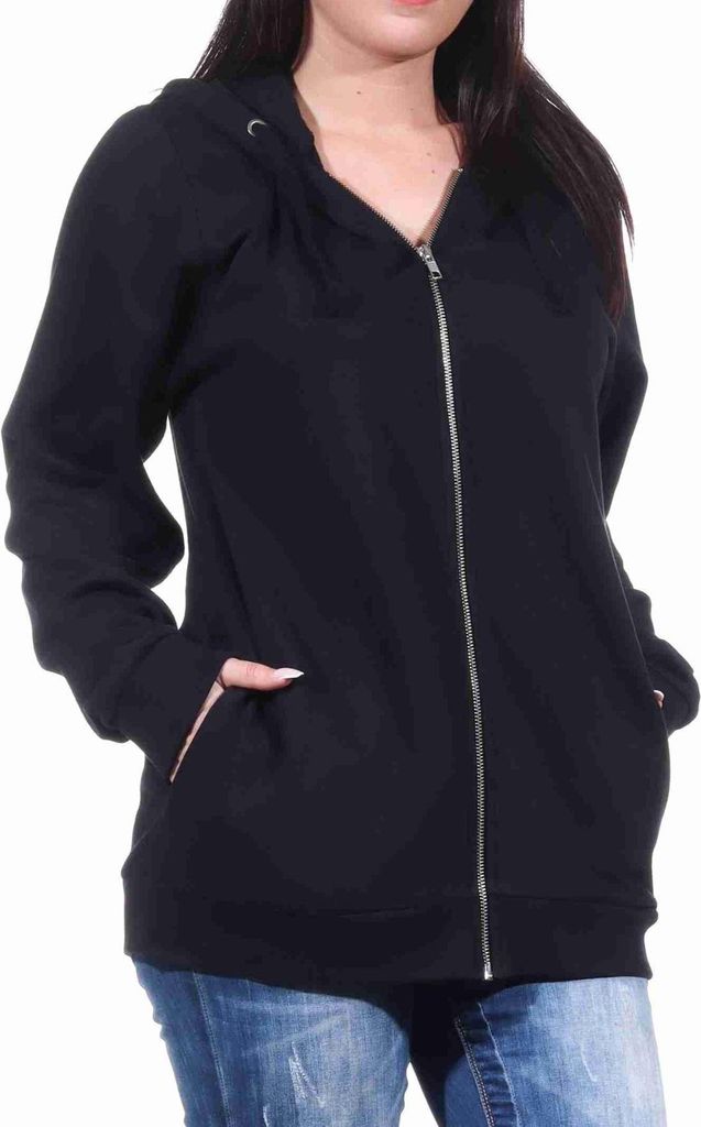 Damen Jacke mit Kapuze für Hausanzug oder Sportanzug Oberteil;schwarz,M