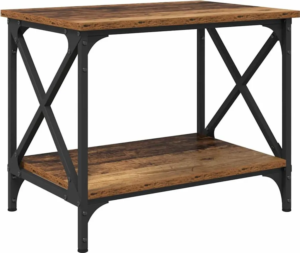 SYFAX Tavolo Lato Divano Legno Vecchio 55cm | Complemento d'Arredo