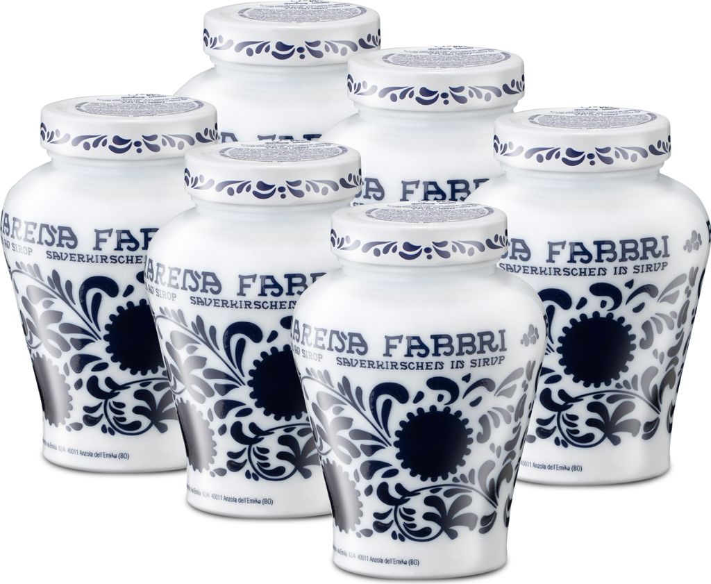 Food-United AMARENA FABBRI 1905 Opaline 6x600g Amarena-Kirschen aus Italien halb-kandiert in Sirup - ohne Aroma- Farb- & Konservierungsmittel & Kos...