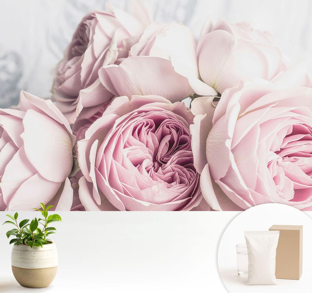 Fototapete - 104x70 cm - Tapete - Wandtapete - Wandbilder - Dekofolie - Tapete Folie - Wand - Dekoration - Wohnzimmer - Rosa Rosen