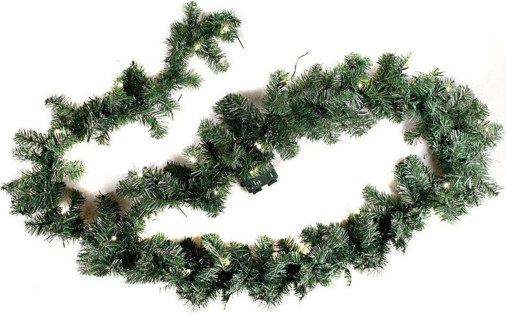 LEX Weihnachtsgirlande mit Lichterkette, 100 LEDs, für innen und außen