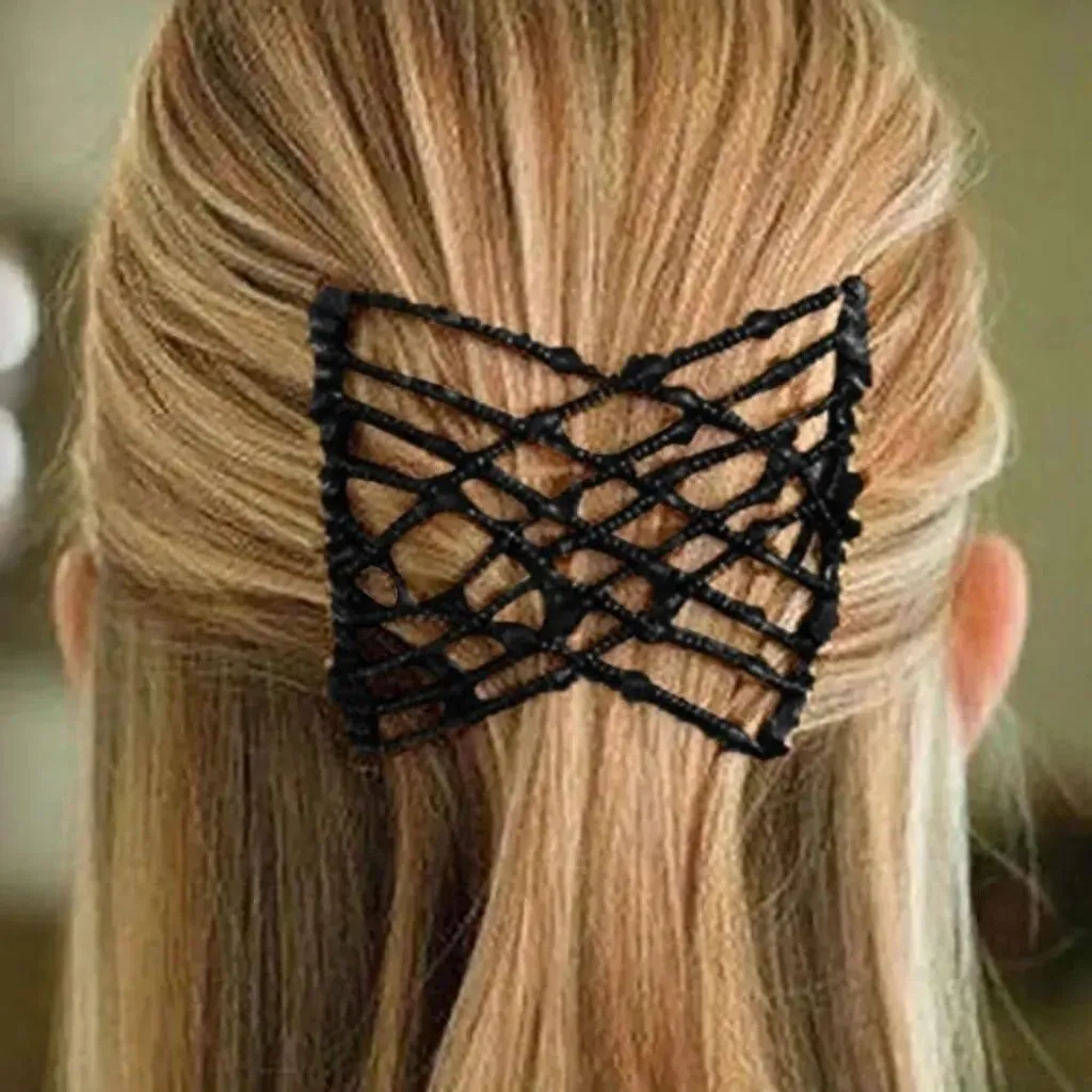 Barrette élastique magique anti-glisse noire pour fixer toutes coiffures