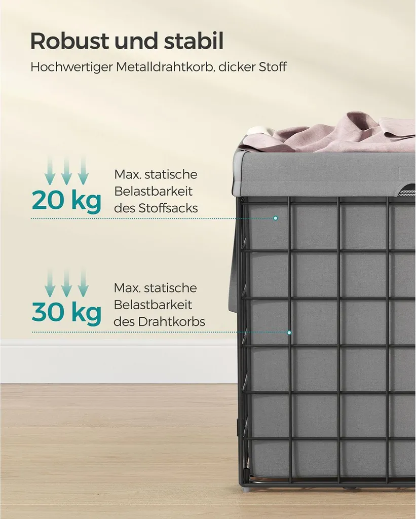 Cesto Biancheria Grande 110L Pieghevole | Salvaspazio Nero-Grigio - 4