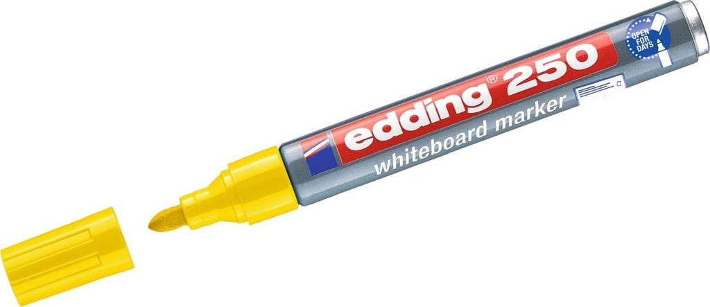 Whiteboardmarker edding 250 nachfüllbar 1,5-3mm gelb Packung mit 10 Stück