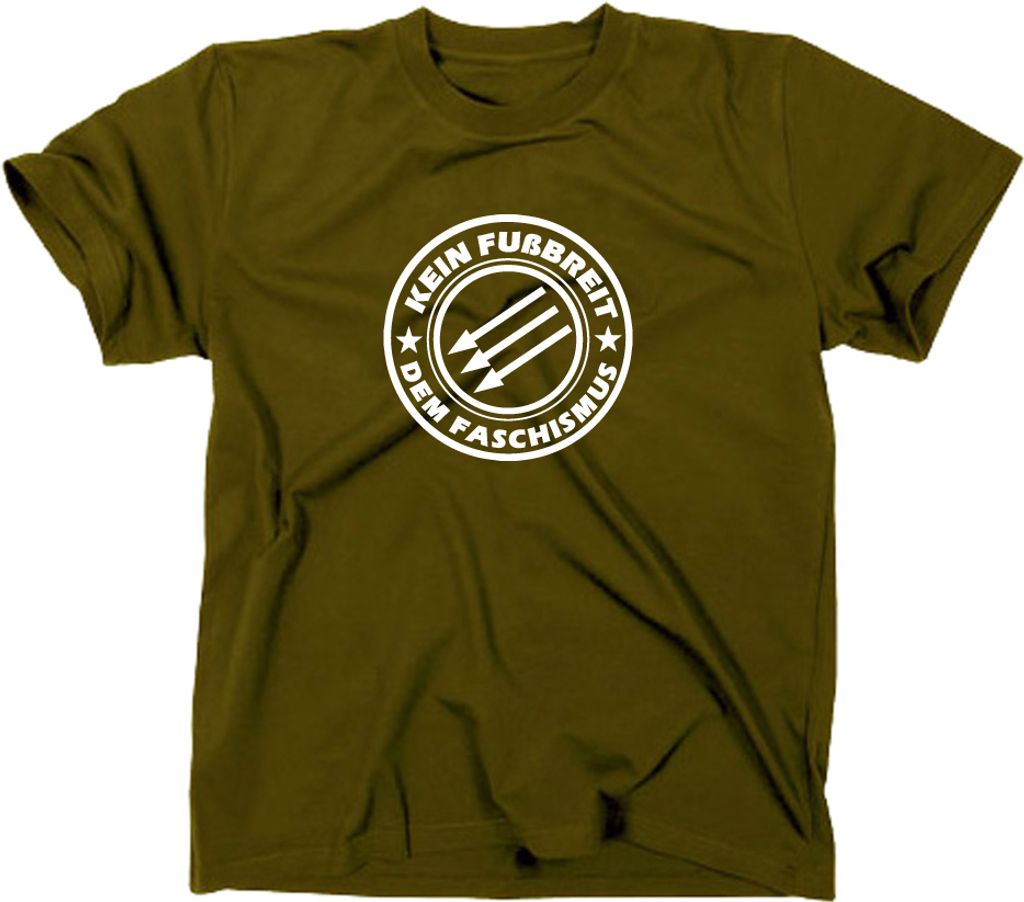 Styletex23 T-Shirt Kein Fußbreit dem Faschismus Logo, oliv, XXL