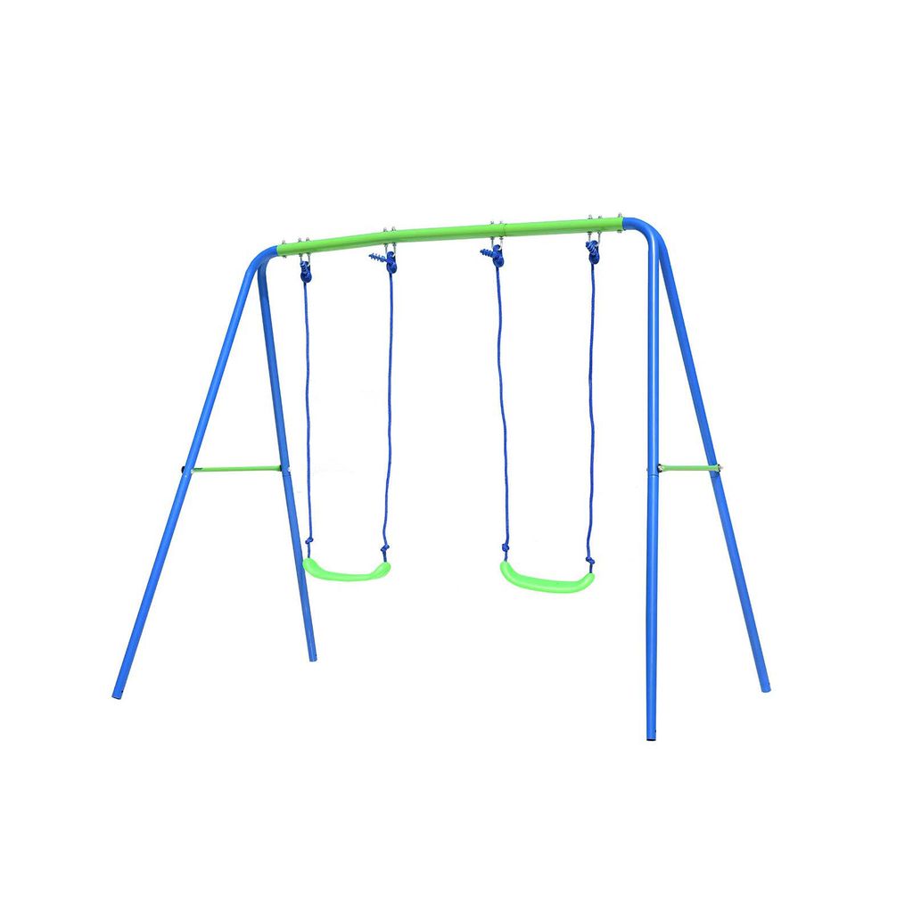 Doppel-Gartenschaukeln für Kinder + 3 Jahren aus Metall Outdoor Toys 220x138x182 cm Belastung bis zu 45 kg