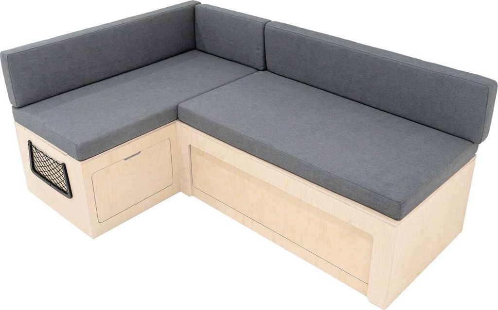 L-förmiges Bett für Wohnmobile und Kissen, Bank mit Stauraum, 1800 x 1200 mm