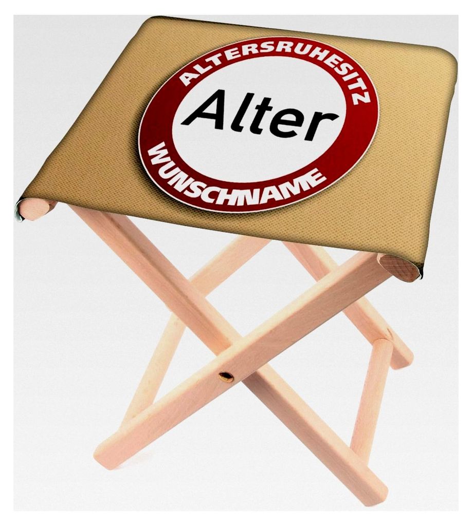 Klapphocker aus Holz mit Verkehrsschild-Motiv zum Geburtstag, personalisiert mit Namen und Alter