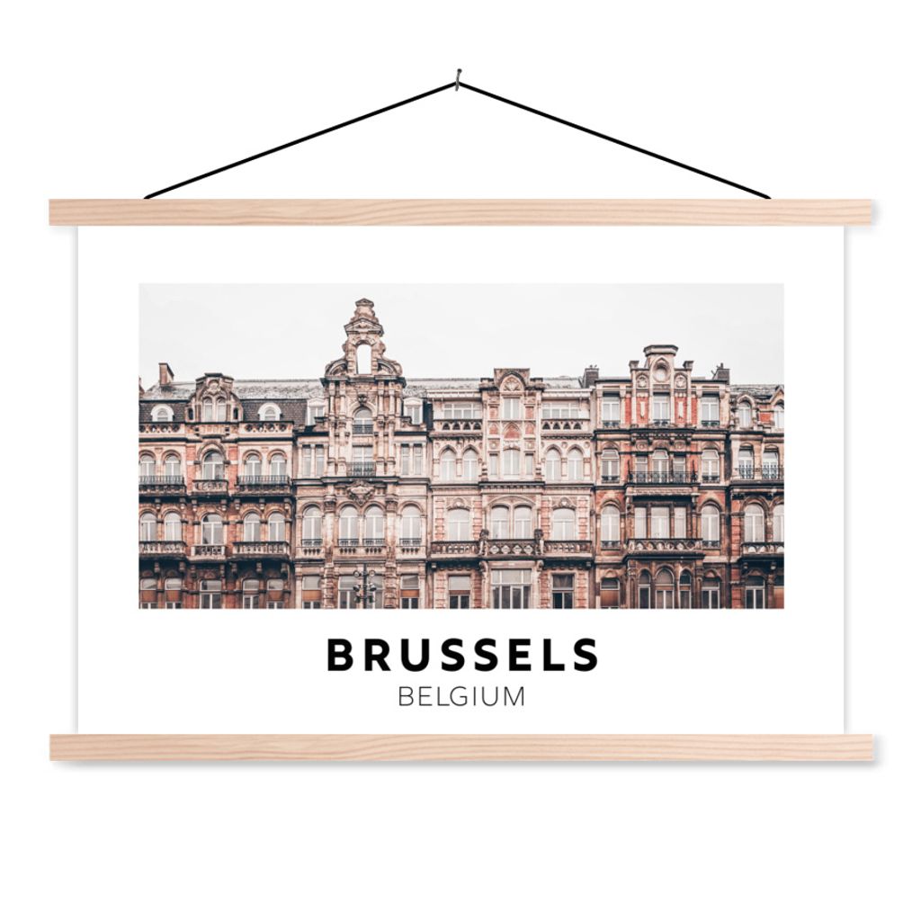 MuchoWow Textilposter Belgien - Brüssel - Huizen 60x40 cm mit holzfarbenen Rahmen - Bilder