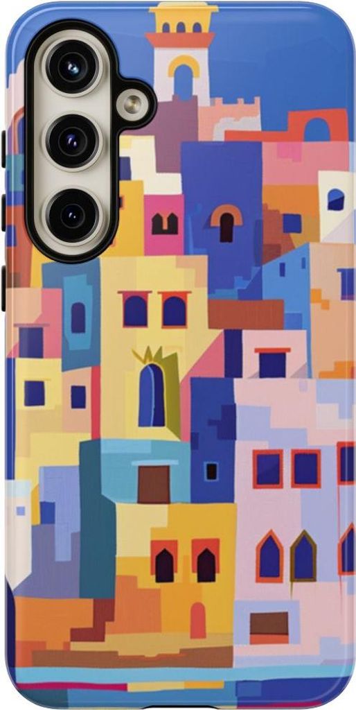 Bunte Küstenstadt-Illustration – Hülle Kompatibel mit Samsung Galaxy S24 Plus