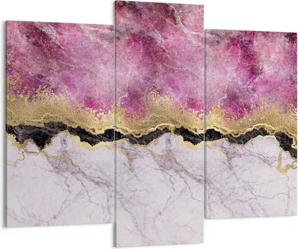 Bild auf Leinwand - Leinwandbild - 3 Teile - Rosa golden Hintergrund - 130x100cm - Wand Bild - Wanddeko - Wandbilder - Leinwanddruck - Bilder - Wan...