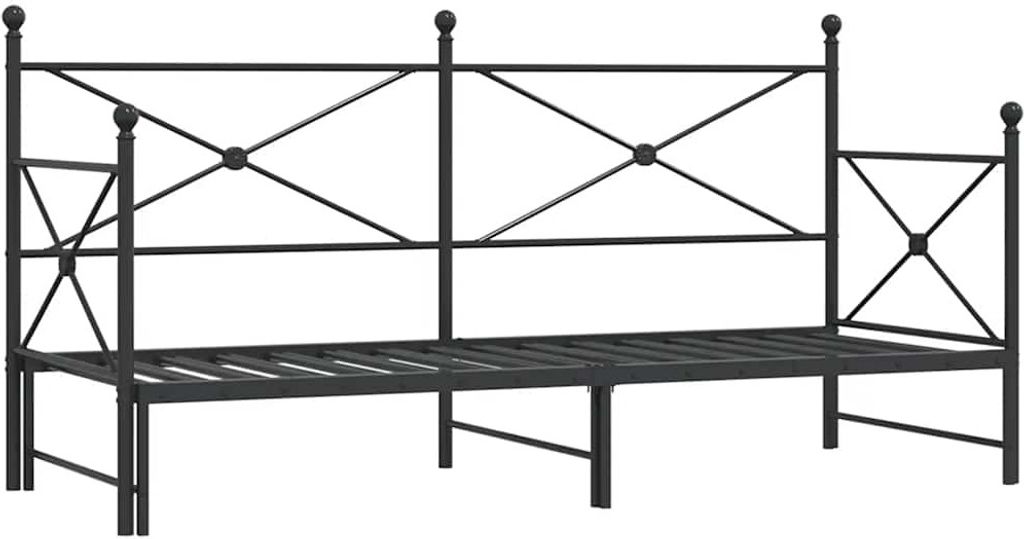 Tagesbett Ausziehbar ohne Matratze Schwarz 80x200 cm Stahl