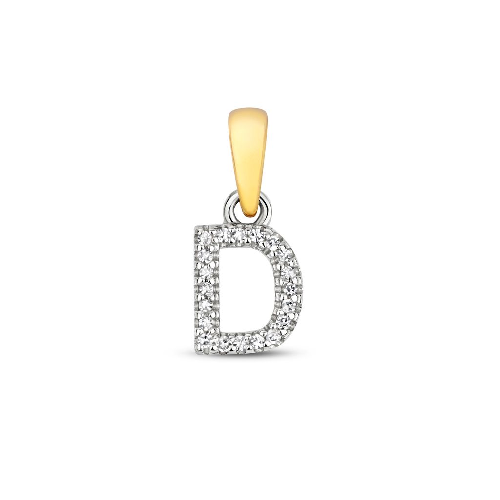 Funkelndes Feuer Wunderschöner 9 Karat (375) Gold Buchstaben / Initiale Diamant Anhänger Brillant-Schliff HI - I1; TRS36967LTD