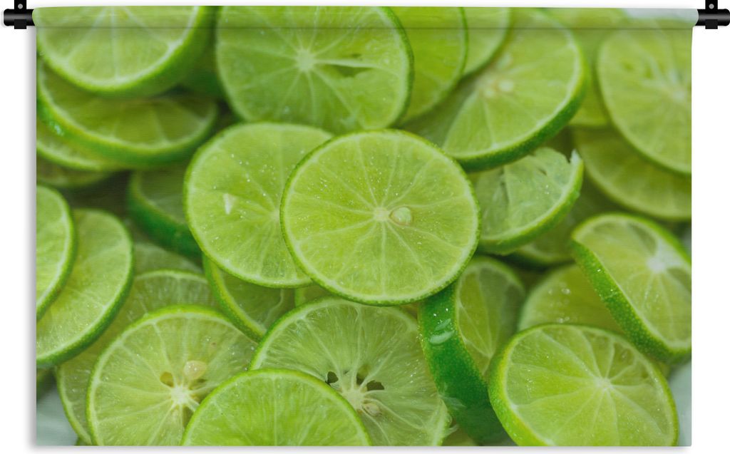 MuchoWow Wandteppich Wandbehang Grüne Zitronenscheibe 120x80 cm Tapisserie Dekoration Wandtuch - Wanddekorationen - Wandtücher