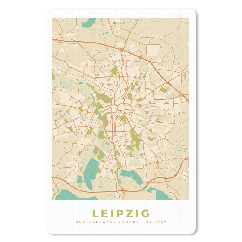MuchoWow Mauspad Mousepad Karte - Leipzig - Vintage - Stadtplan 18x27 cm - Mousepads - Maus Mat - Pad - Mausunterlage